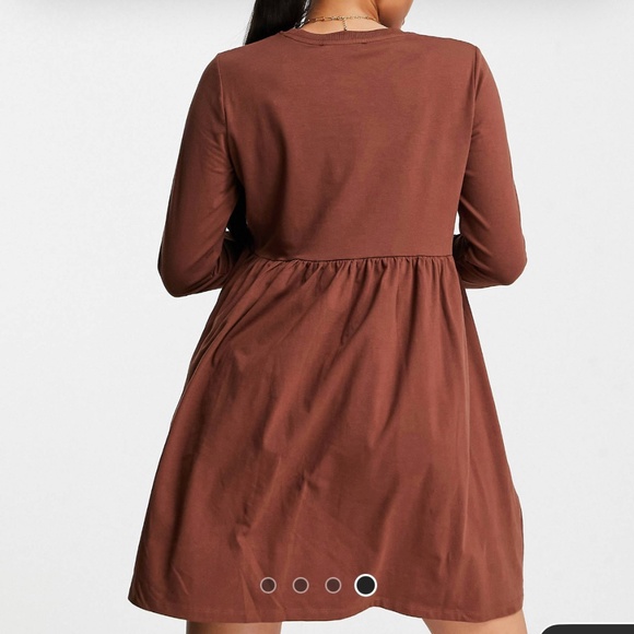NWT! THREADBARE maternity brown long sleeve  smock t-shirt dress 8 - Picture 2 of 9